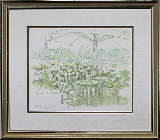 笹倉鉄平 【あじさいのテラス】 リトグラフ