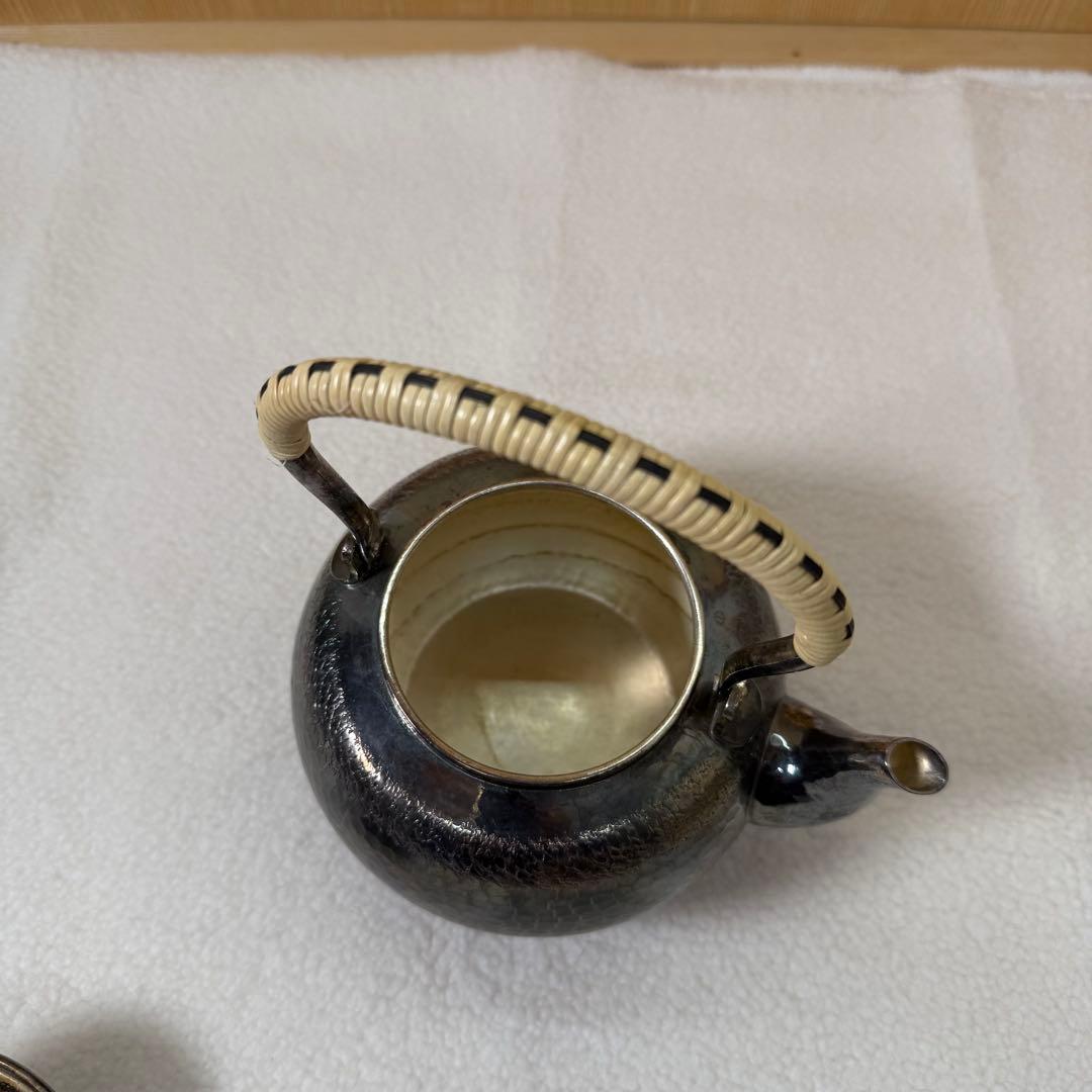 秀峯堂造 茶道具 銀いぶし仕上げ 急須