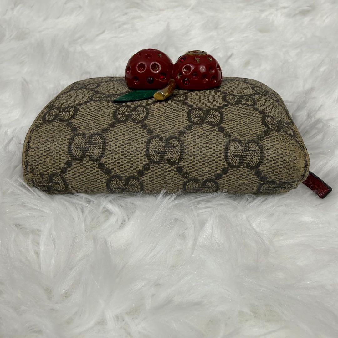 GUCCI チェリー GGスプリーム 二つ折り財布 レッド コンパクトウォレット