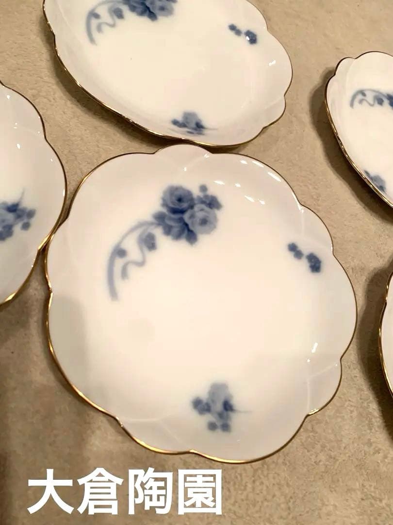 美品　大倉陶園　ブルーフラワー　ケーキ皿　パン皿　6枚