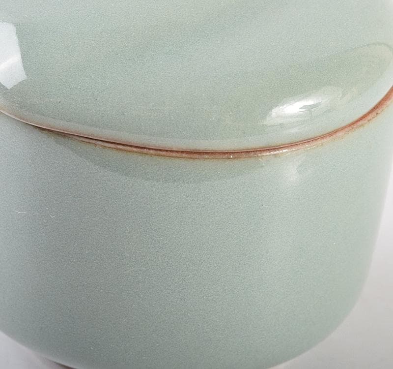 茶道具　三代　諏訪蘇山造　青磁　桃　香合　共箱　V　R4999