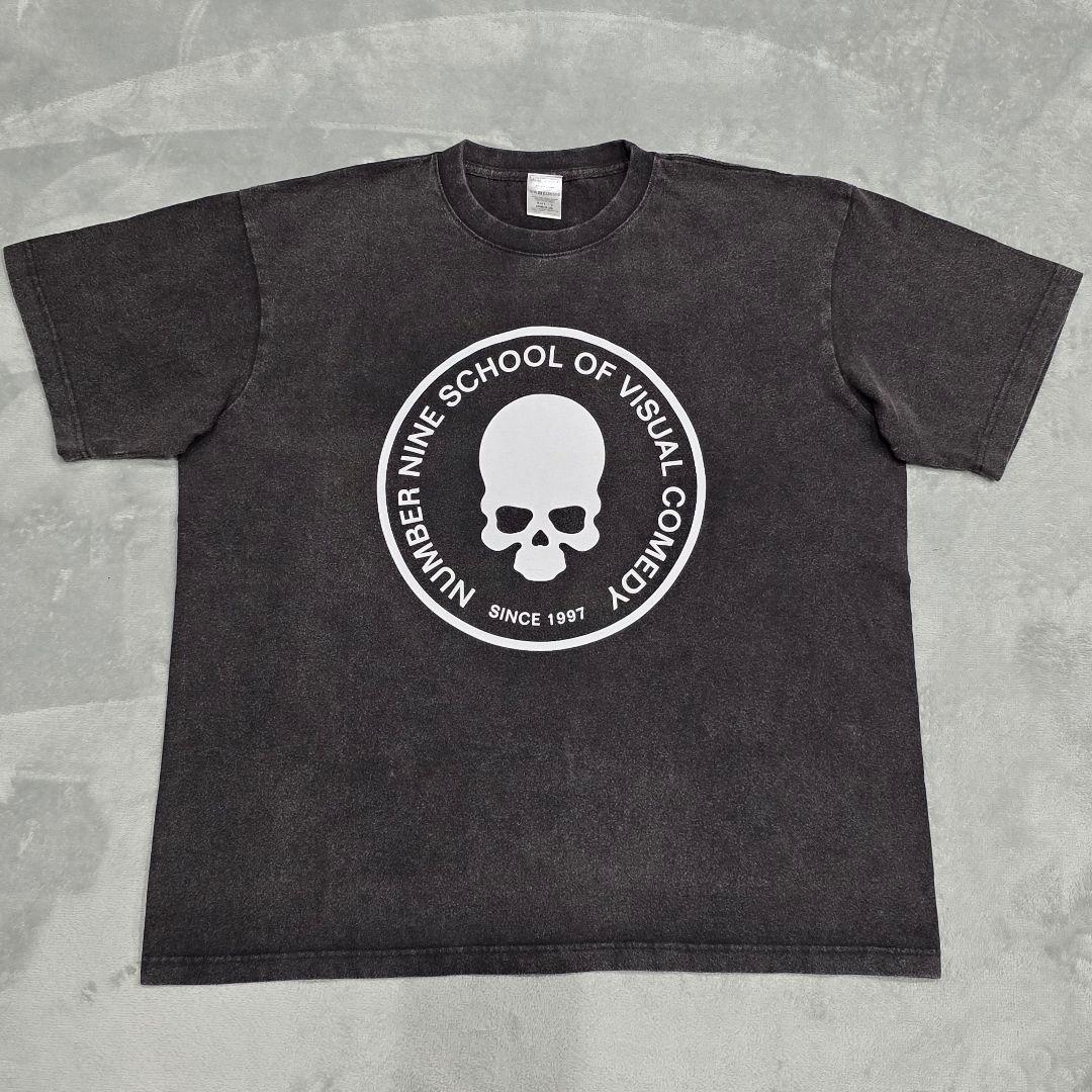 ナンバーナイン　スカルプリントTシャツ　3　黒　ドクロ　school　スカル