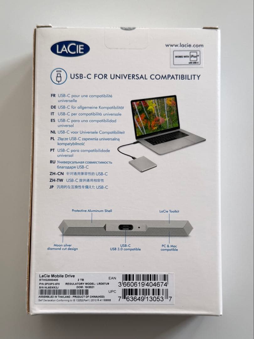 外付けハードディスク・ドライブ LACIE Mobile Drive 2TB USB-C