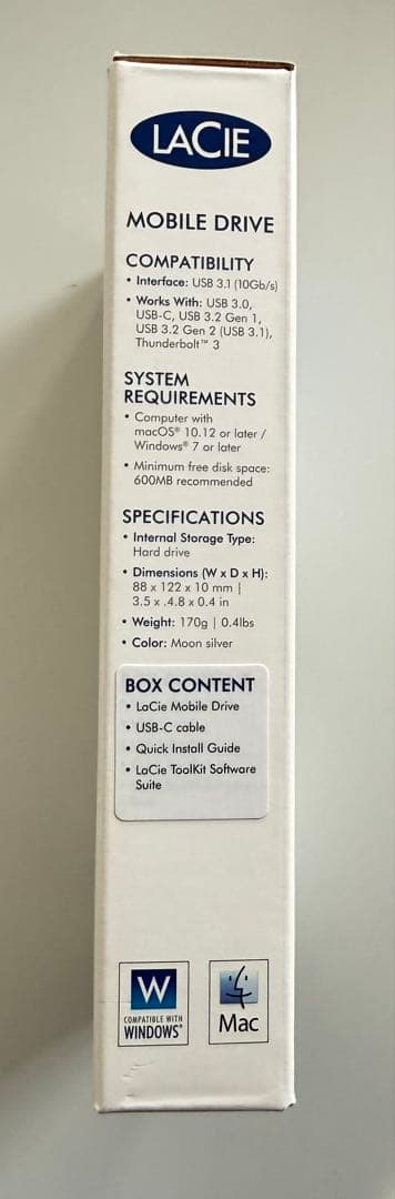 外付けハードディスク・ドライブ LACIE Mobile Drive 2TB USB-C