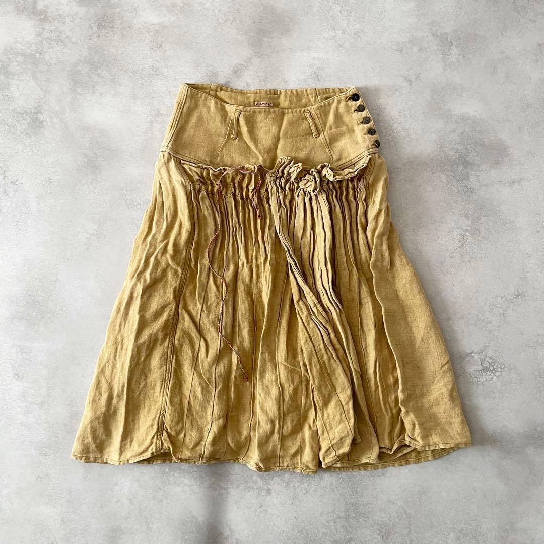 KAPITAL アミッシュパンツ ギャザー 変形 リネン ラップ ガウチョ 1