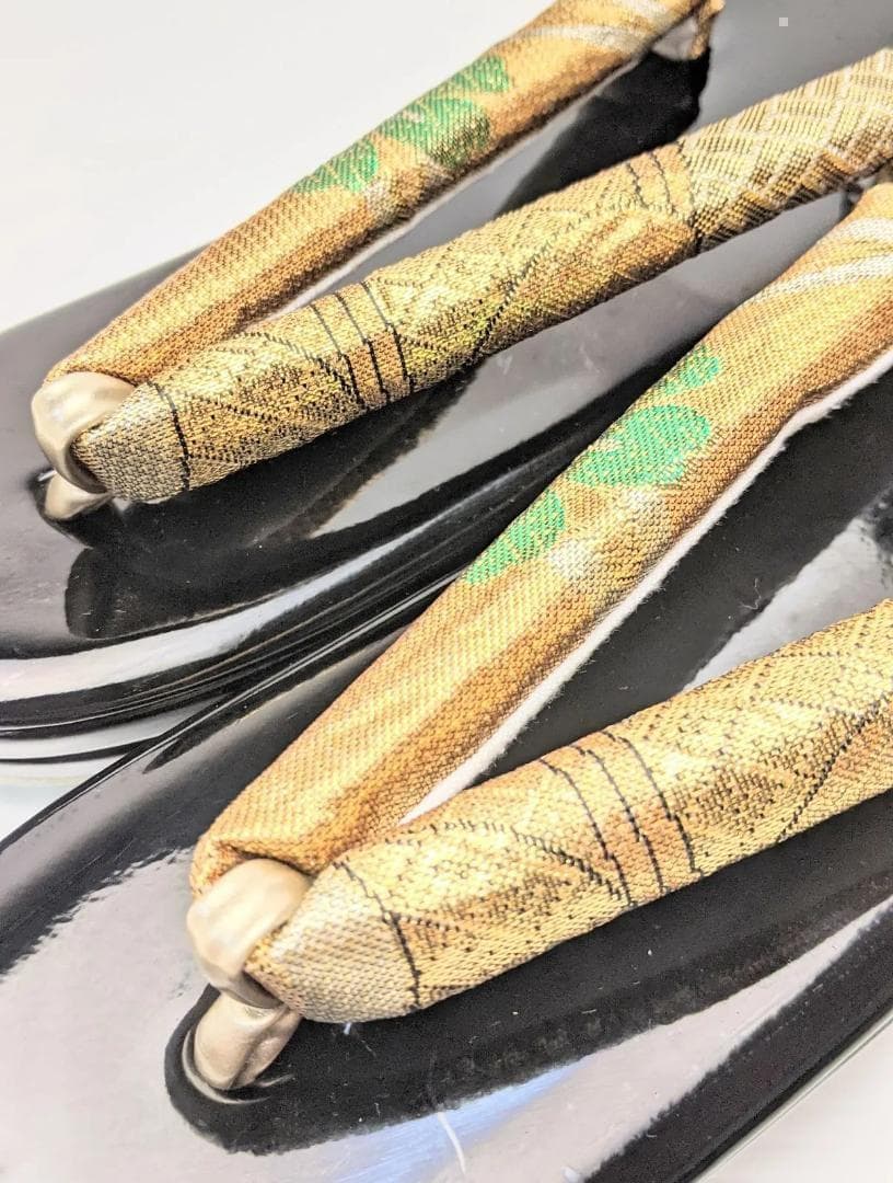 草履バッグセット 振袖 帯地 金 黒 フリーサイズ w48-2