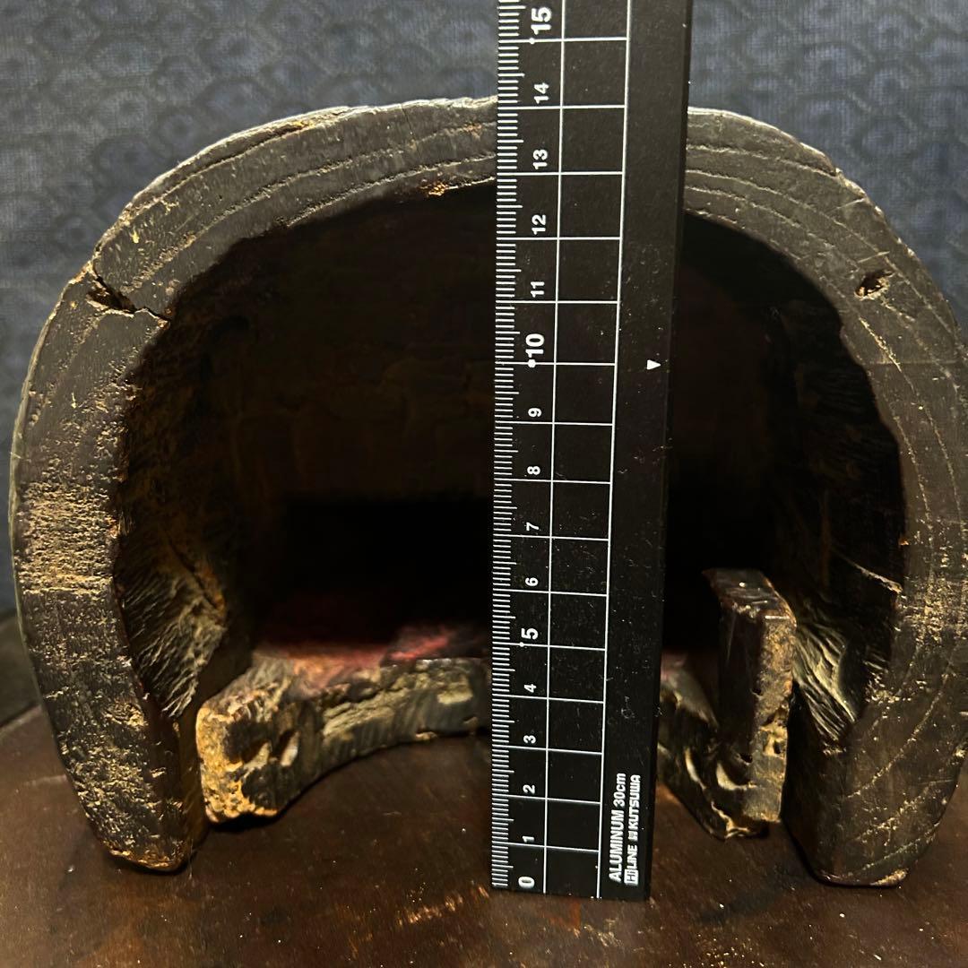 珍品　魚沼市旧家蔵出し品　極彩色　獅子頭　江戸期　時代保証