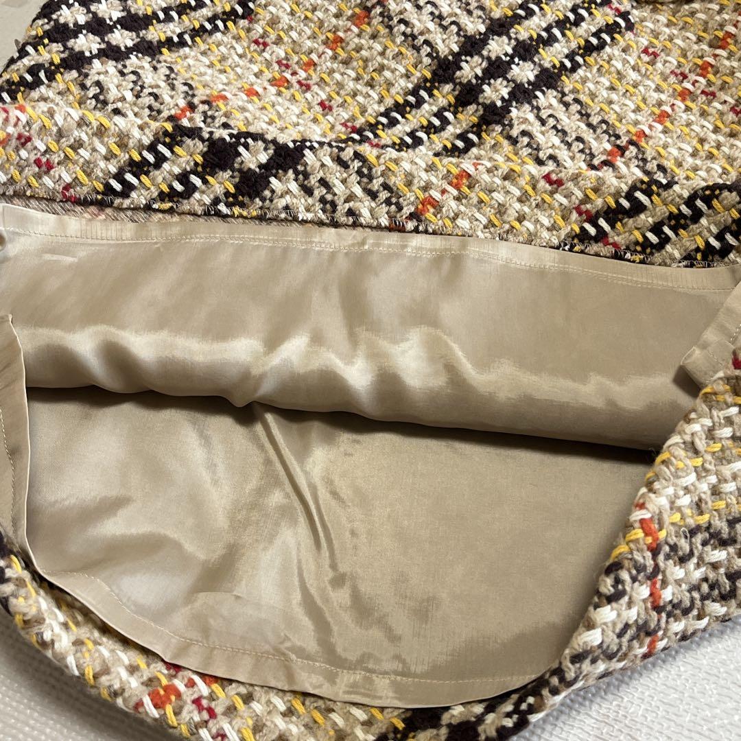 BURBERRY LONDON ツイード　スカート　フリンジ　カシミヤ混　40
