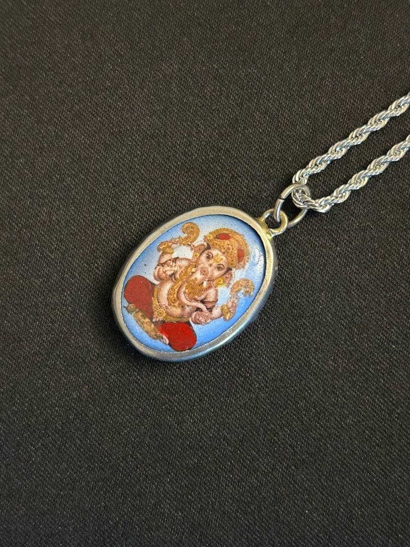 藤井風 イメージペンダント ネックレス 【オーム文字・ガネーシャ・青】