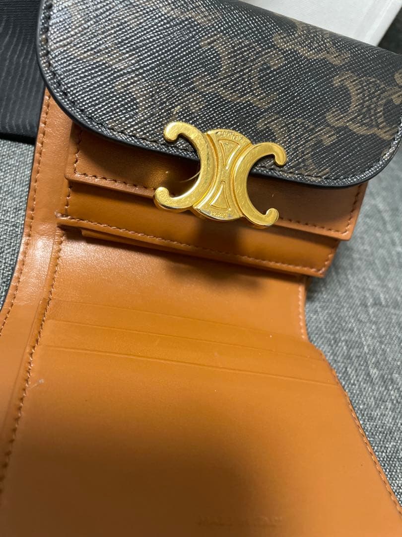 CELINE 財布 スモール フラップウォレット トリオンフキャンバス セリーヌ