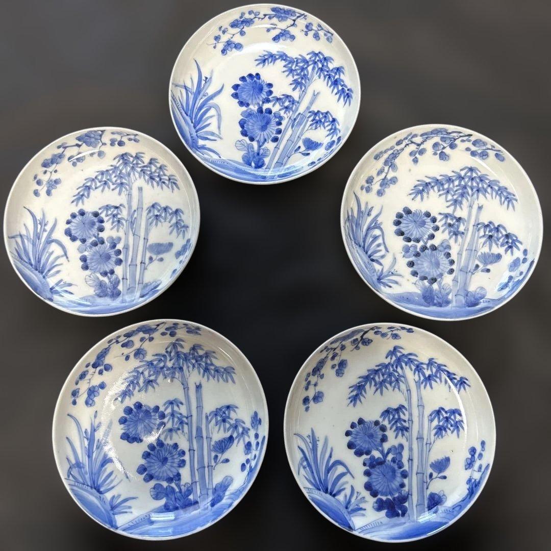 古伊万里　染付け　菊竹梅図　5枚❗️ ✨ばら売り可能です✨