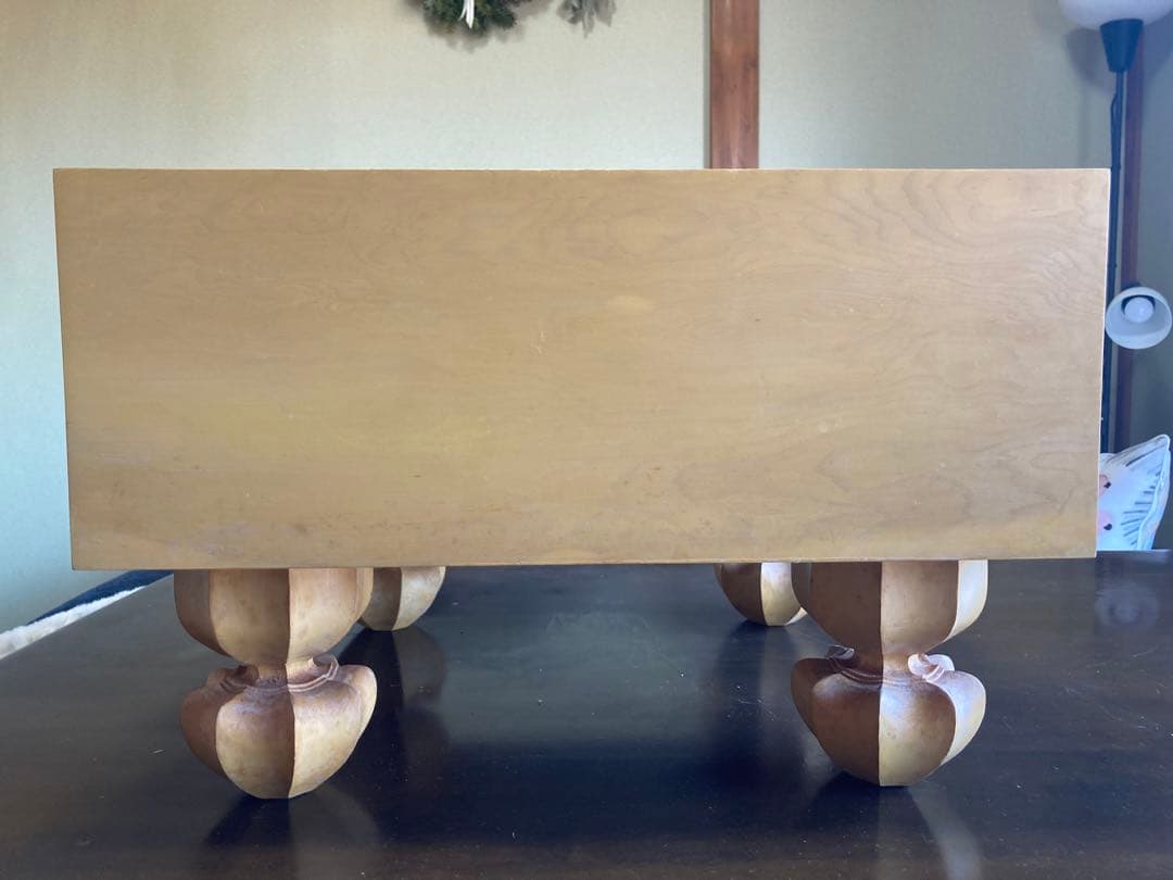 天然木　囲碁盤　蛤碁石　脚付へそ有り　布カバーと桐箱付き　セット