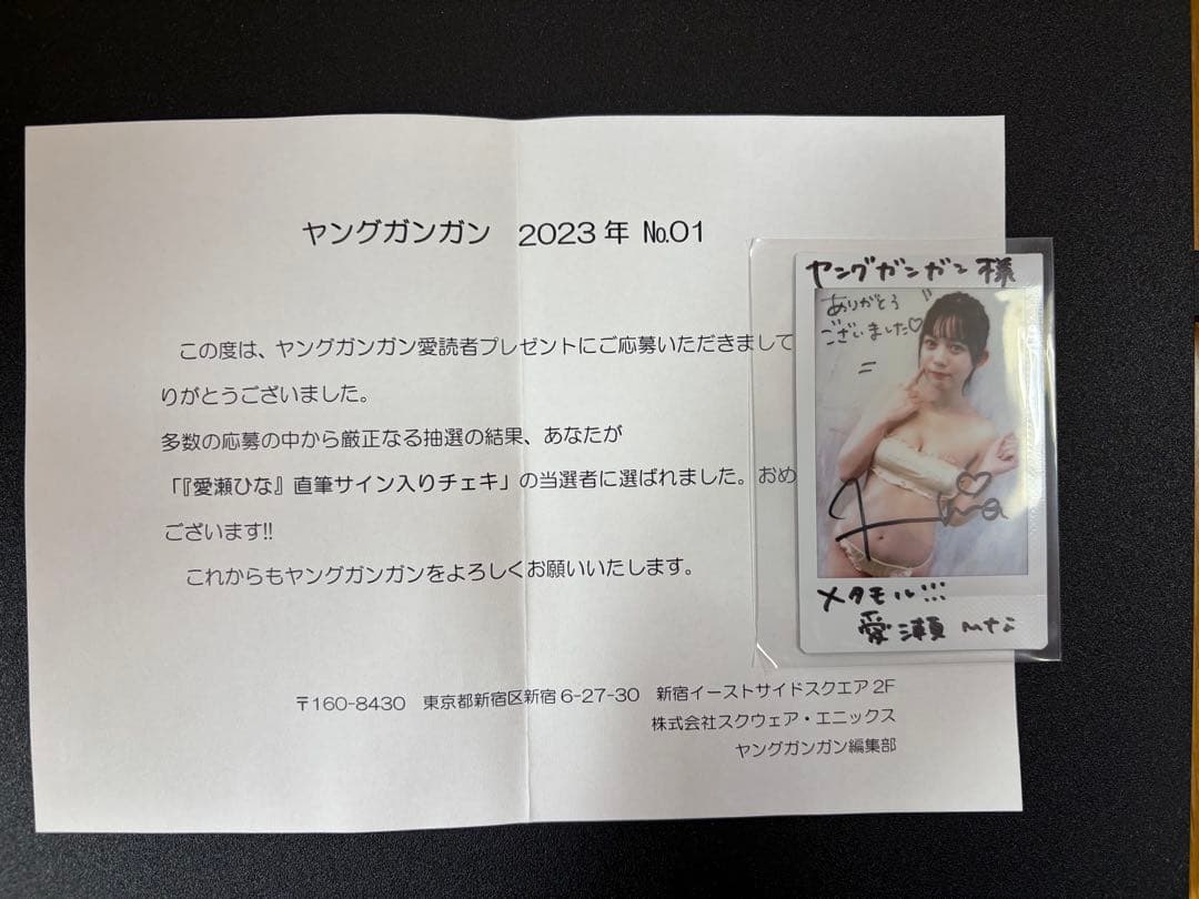 愛瀬ひな　神崎ひな　直筆 サイン入り 水着 チェキ