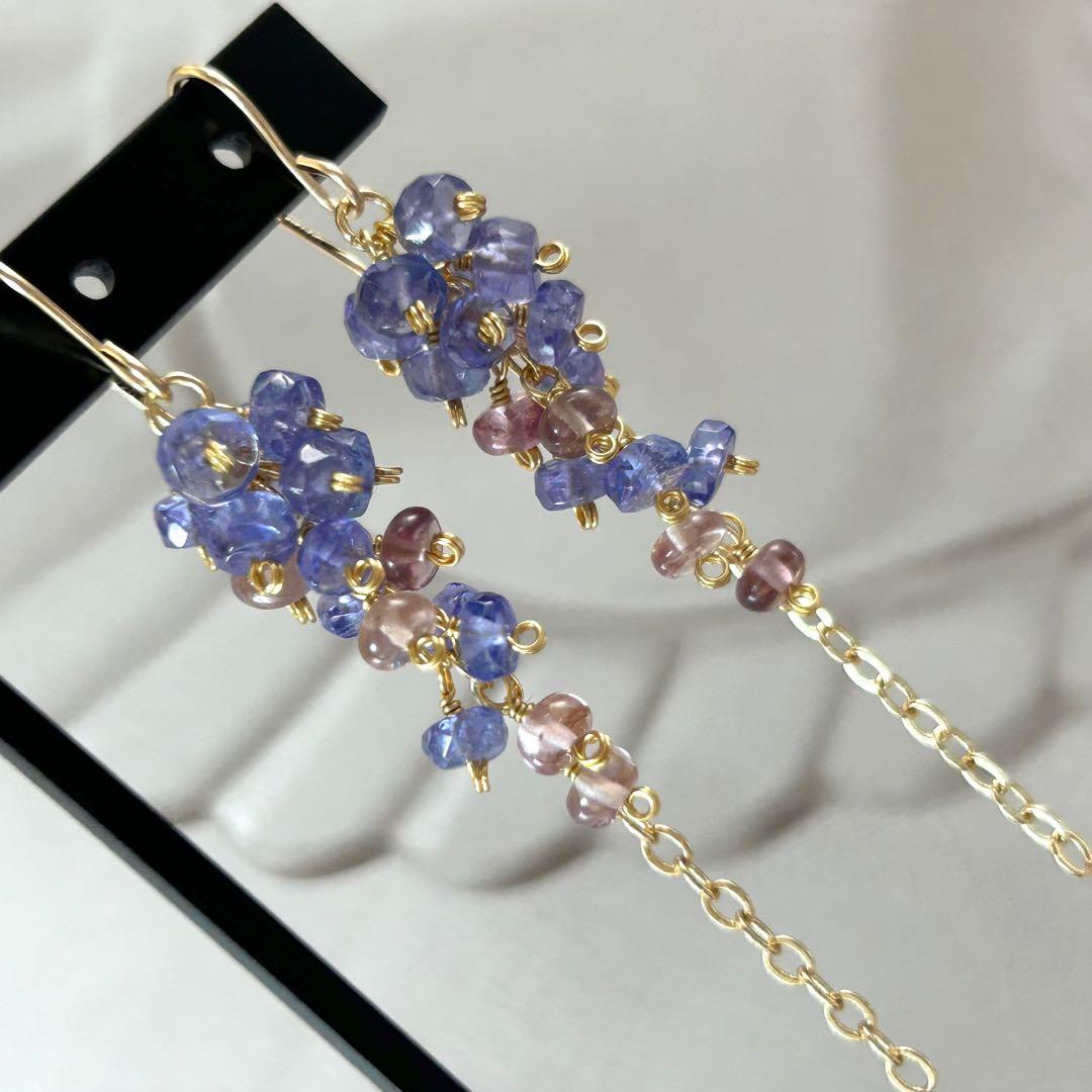 専用✳︎タンザナイトとマラヤガーネット　14kgf　天然石ピアス/イヤリング