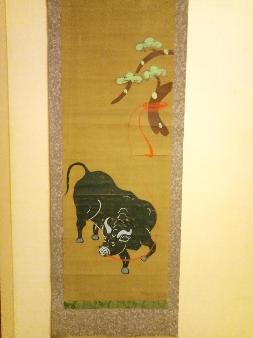 大津絵、江戸時代牛の掛け軸
