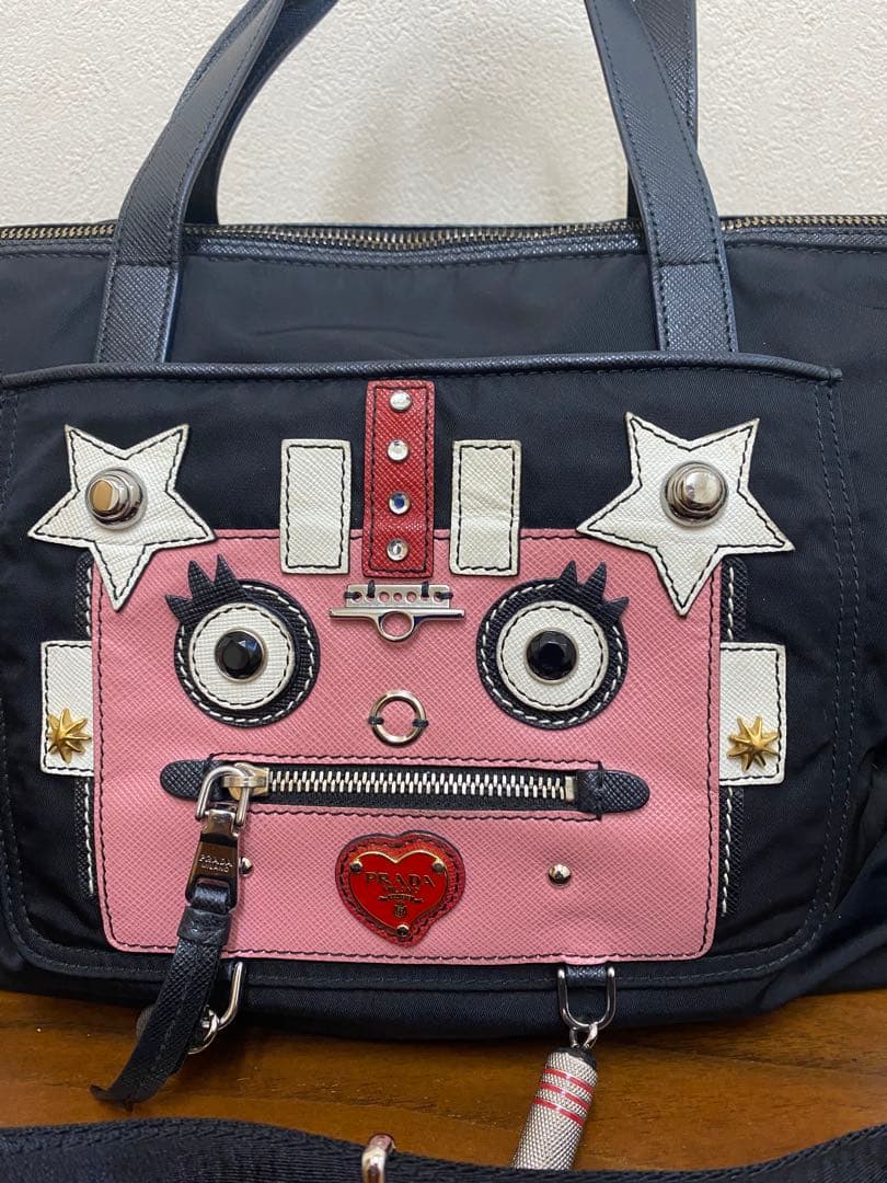 プラダ トートバッグ 2way サフィアーノ　ナイロン 黒