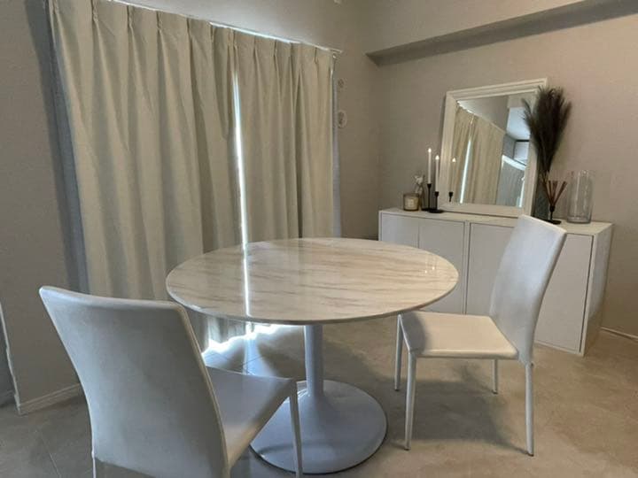 大理石 円形ダイニングテーブル 110cm