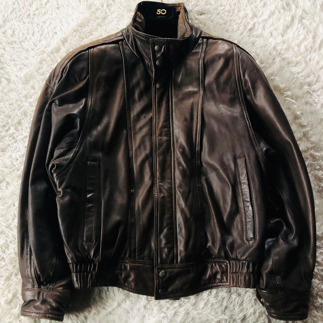 美品✨ ロバートコムストック ディアスキンジャケット 鹿革 艶感 ブラウン L