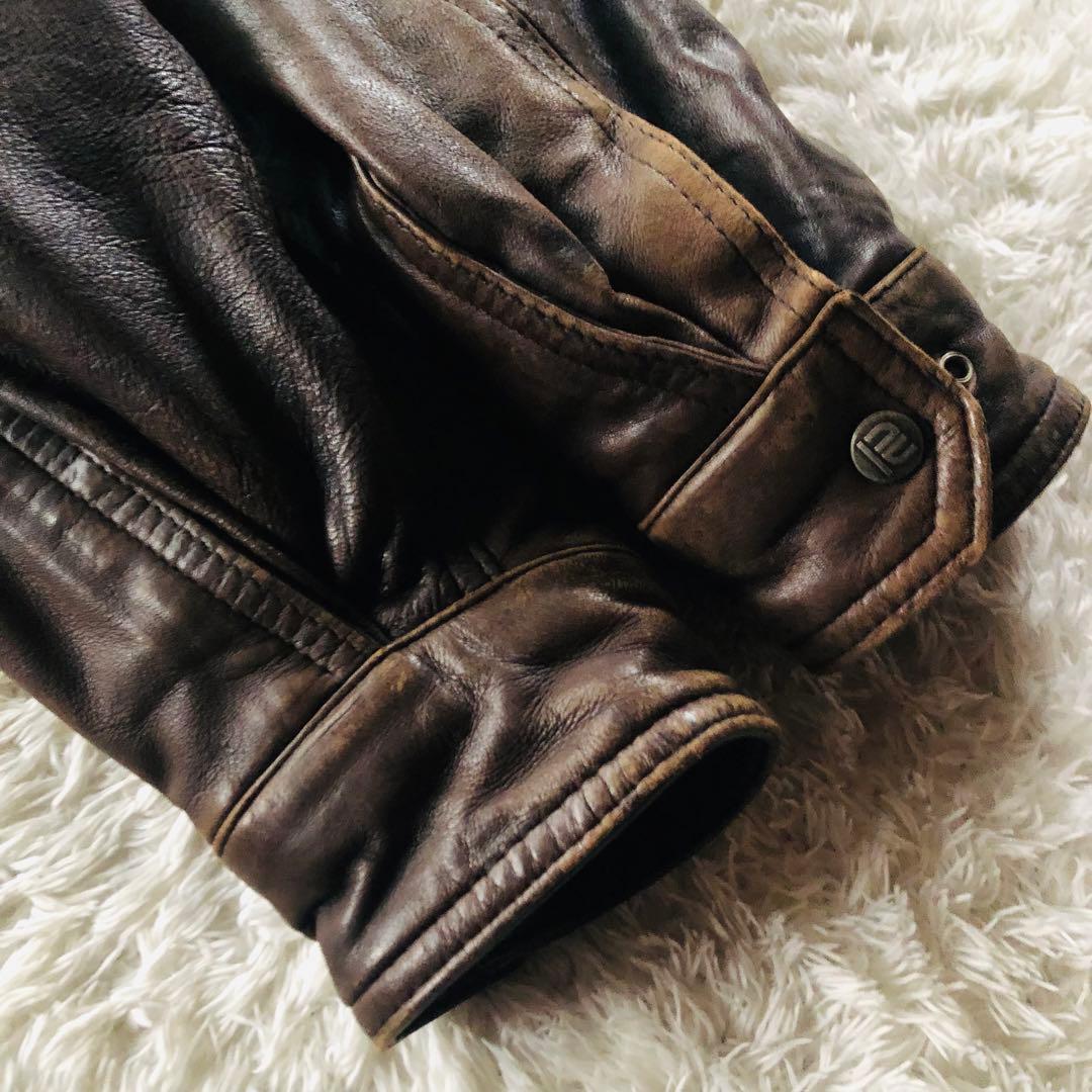 美品✨ ロバートコムストック ディアスキンジャケット 鹿革 艶感 ブラウン L