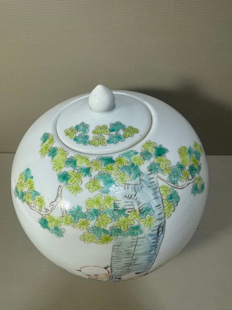 2216 骨董　唐子絵　壺　時代物