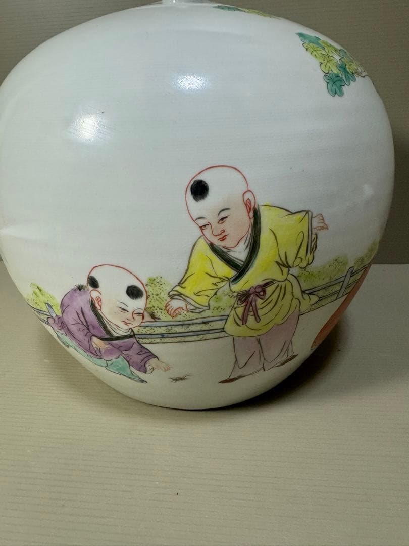 2216 骨董　唐子絵　壺　時代物