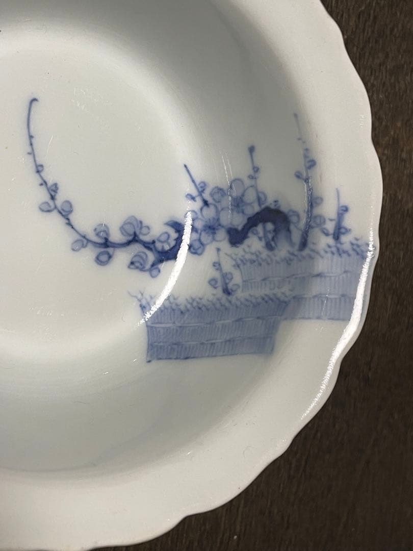 柿右衛門手　染付垣根梅文向付5客　古伊万里