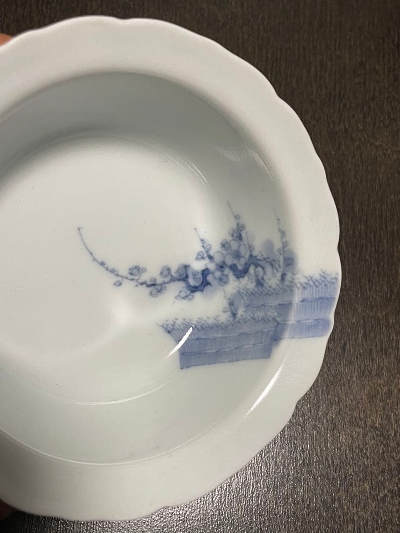 柿右衛門手　染付垣根梅文向付5客　古伊万里