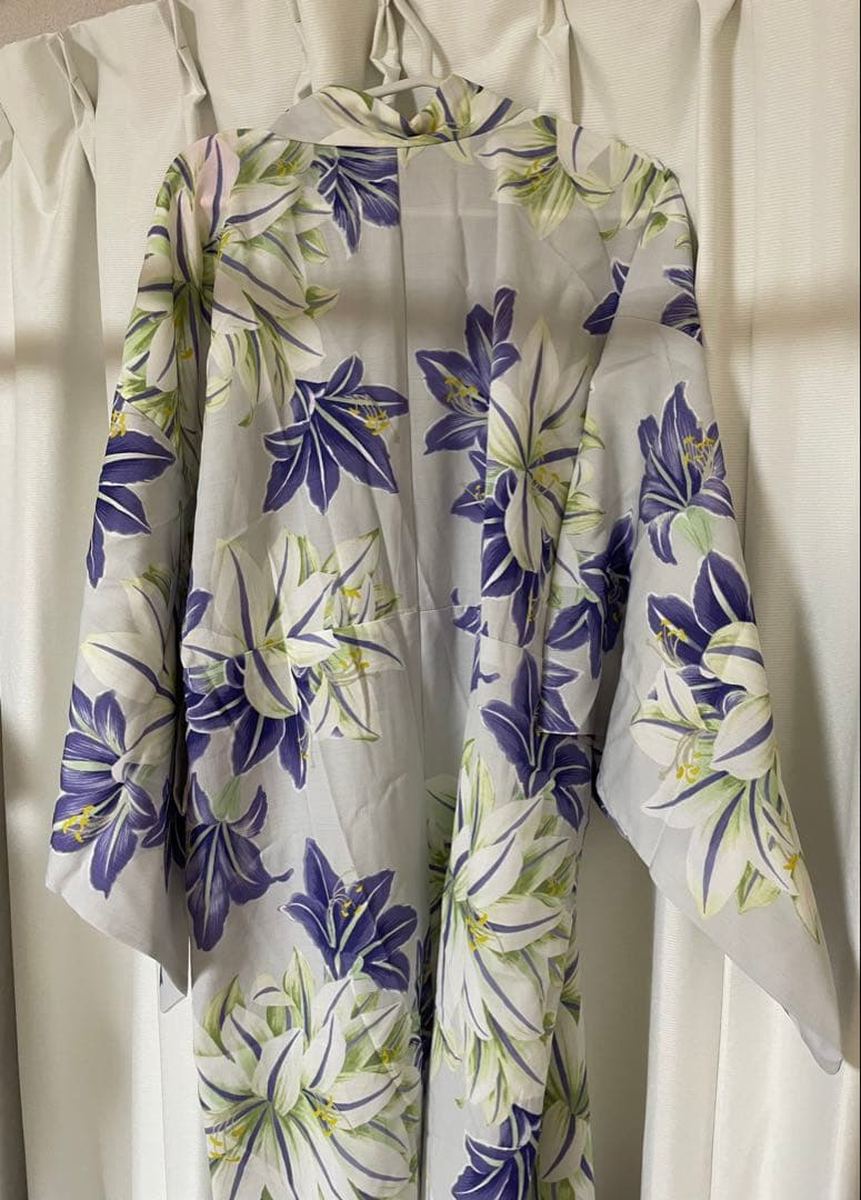 ふりふ　浴衣　帯セット　紫　百合