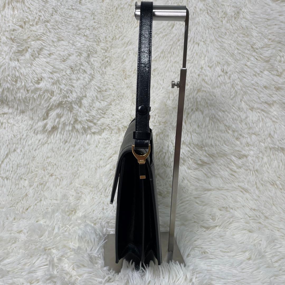 美品 YSL イヴサンローラン リザード レザー ハンドバッグ カサンドラロゴ