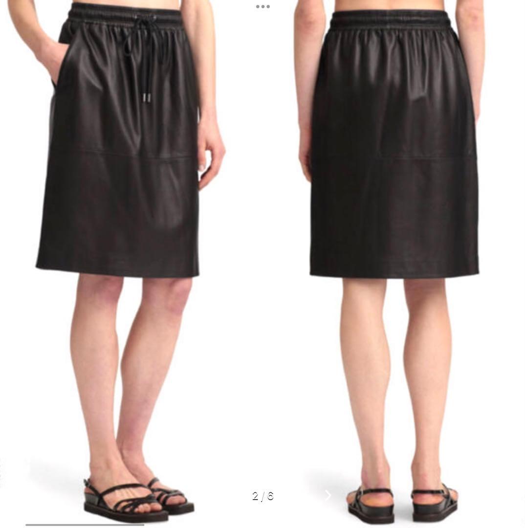 theory 21AW リアルレザー　羊革カジュアルスカート　黒　P