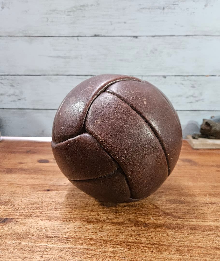 アンティーク 古いサッカーボール 本革製 レザー フットボール ヴィンテージ