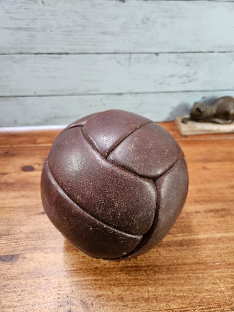 アンティーク 古いサッカーボール 本革製 レザー フットボール ヴィンテージ