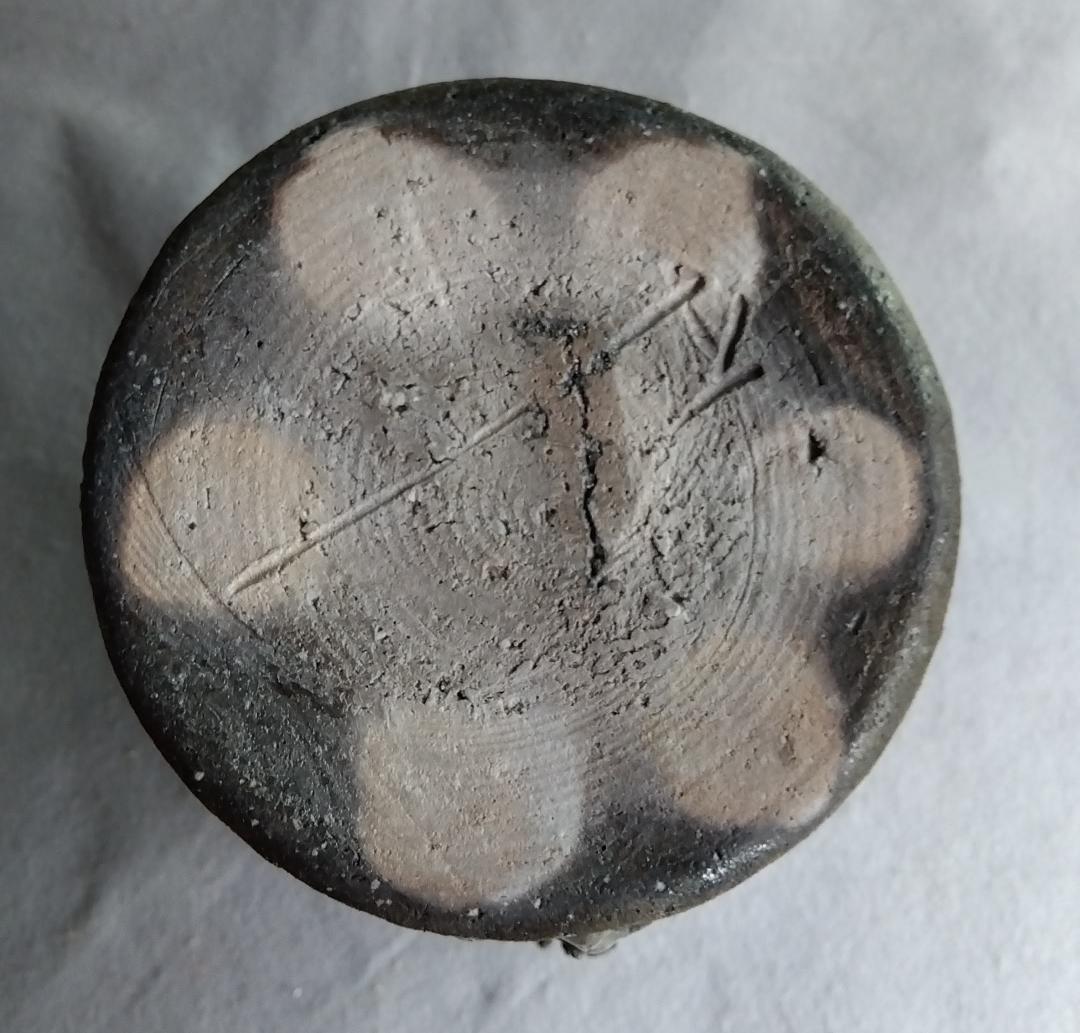 越前焼　白越不朝　塩越窯　自然灰釉究極美迸る逸品 還元窯変美筒状花器 No:12