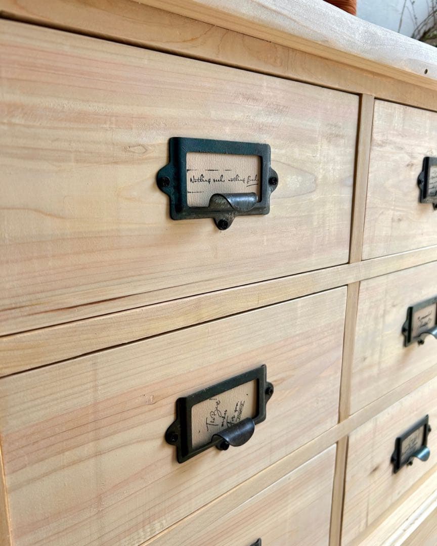 国産ひのき使用　オシャレ取手9杯チェスト