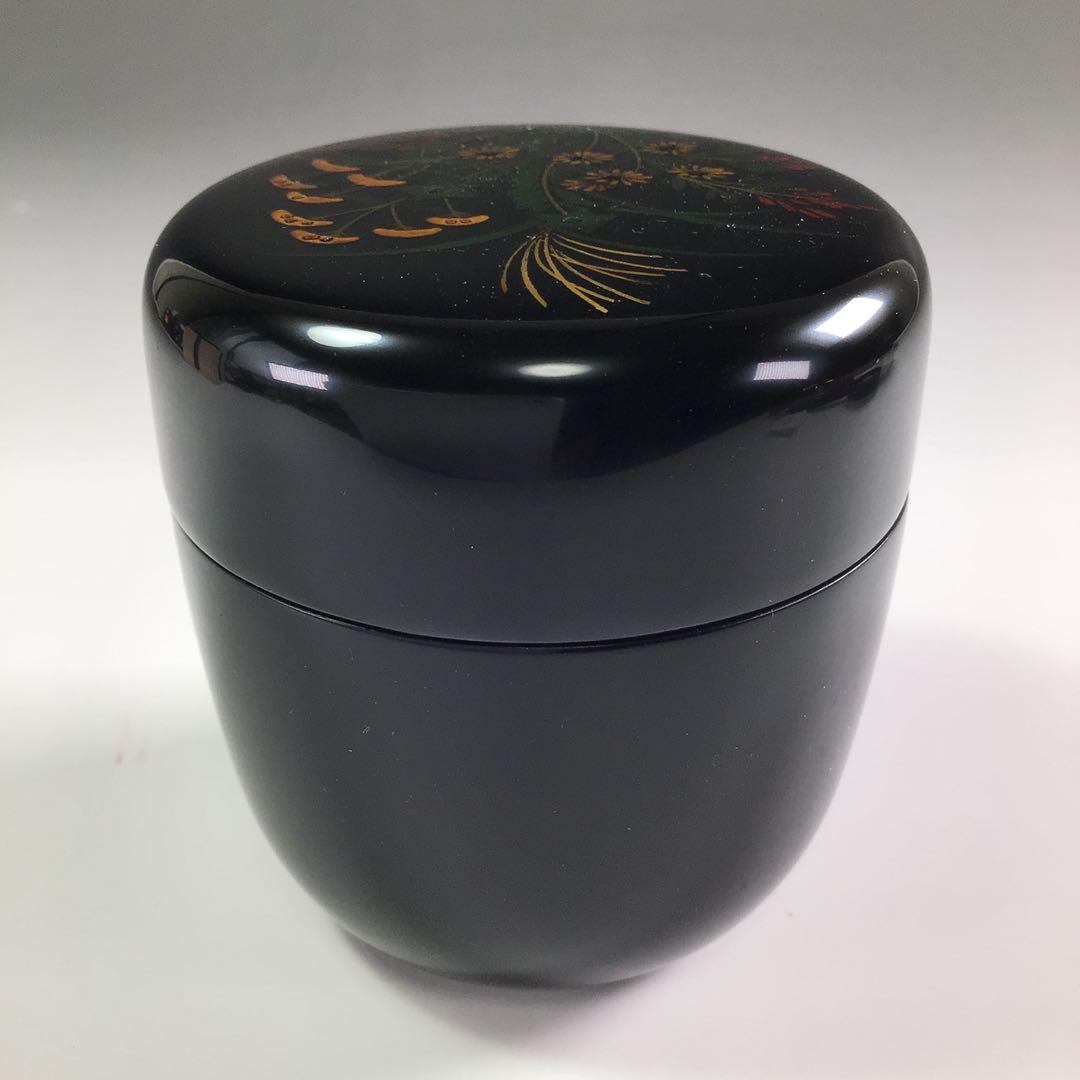 Ｐ８９２　棗　『八雲塗』『武田一勢作』『草花蒔絵』『中棗』　共箱　茶道具