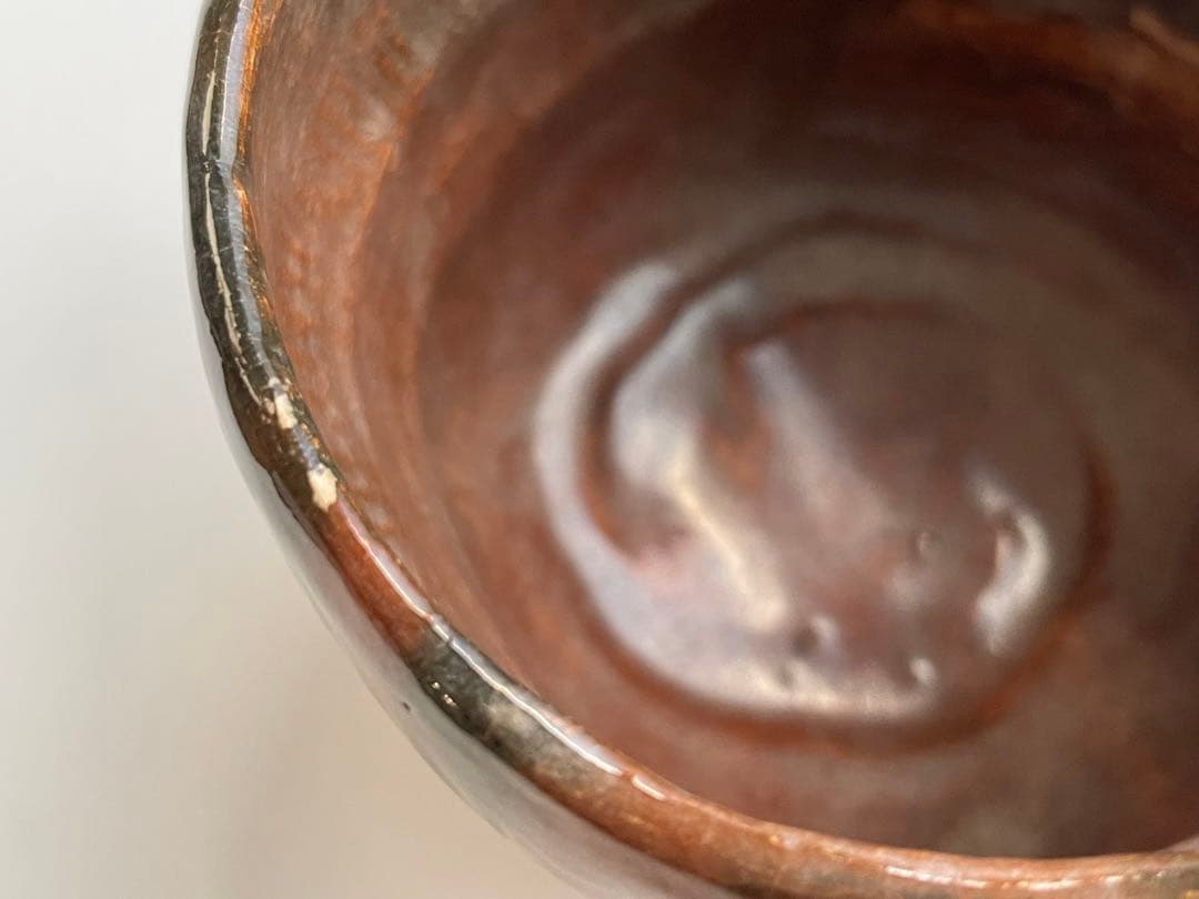 陶芸家　十二代　樂吉左衛門　弘入　鶴之画　赤筒茶碗　十五代識箱　共箱　赤楽茶碗