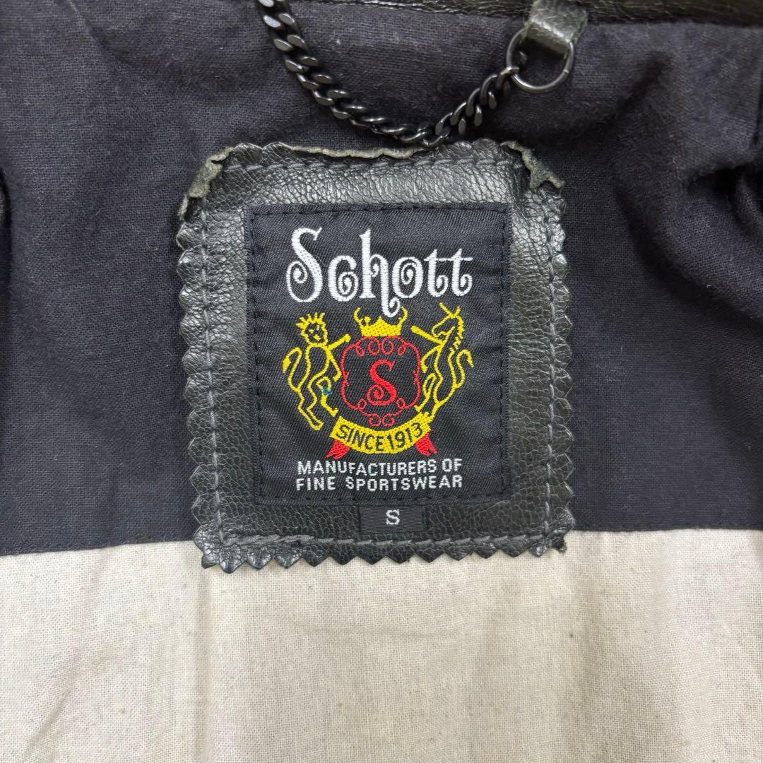Schott ブラック レザー シングルライダースジャケット