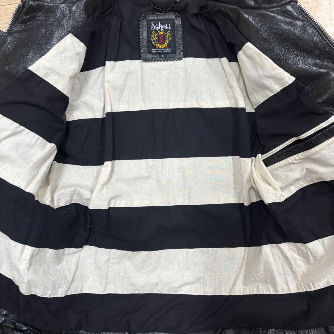 Schott ブラック レザー シングルライダースジャケット