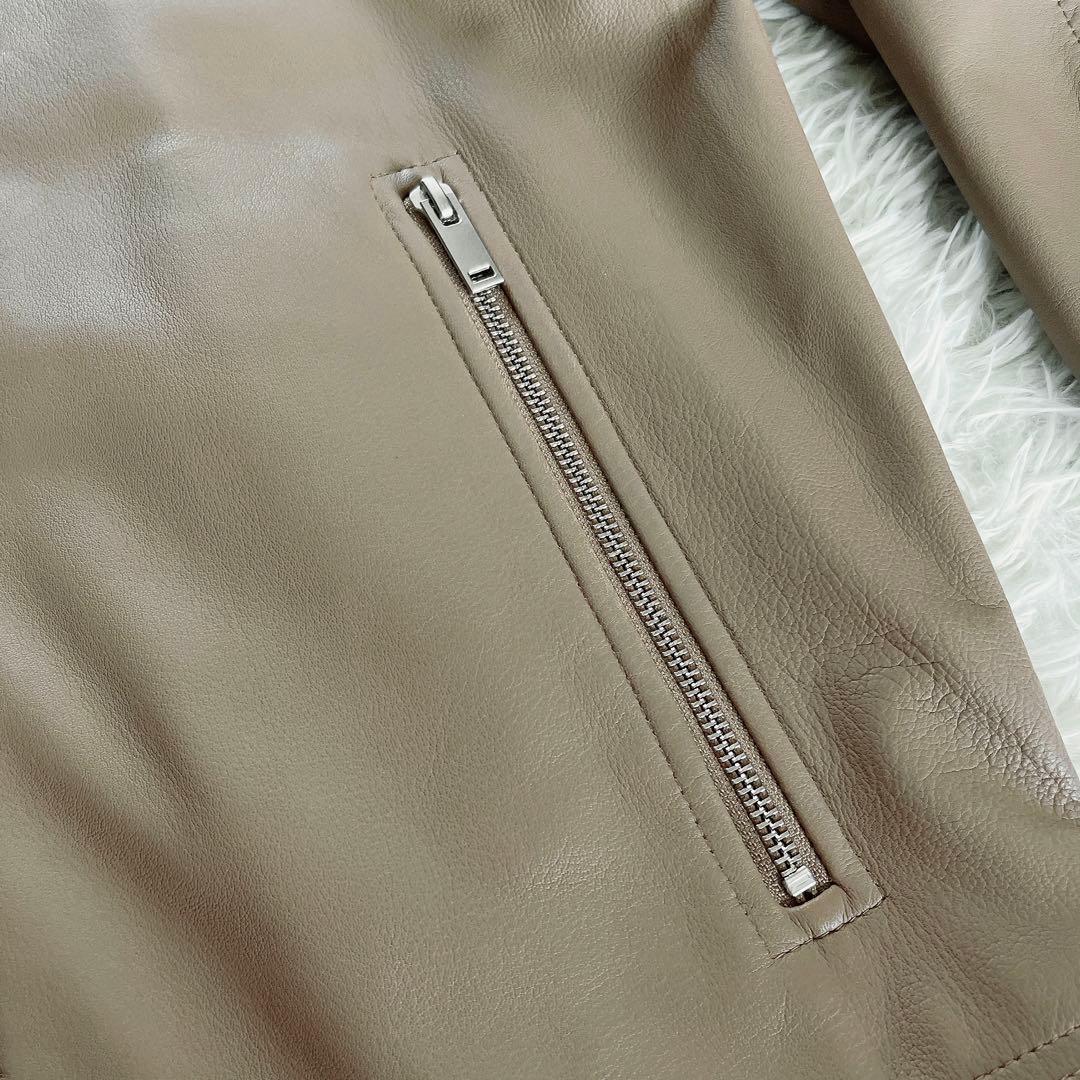 【Theory】シングルライダース 羊革 ベージュ XSサイズ