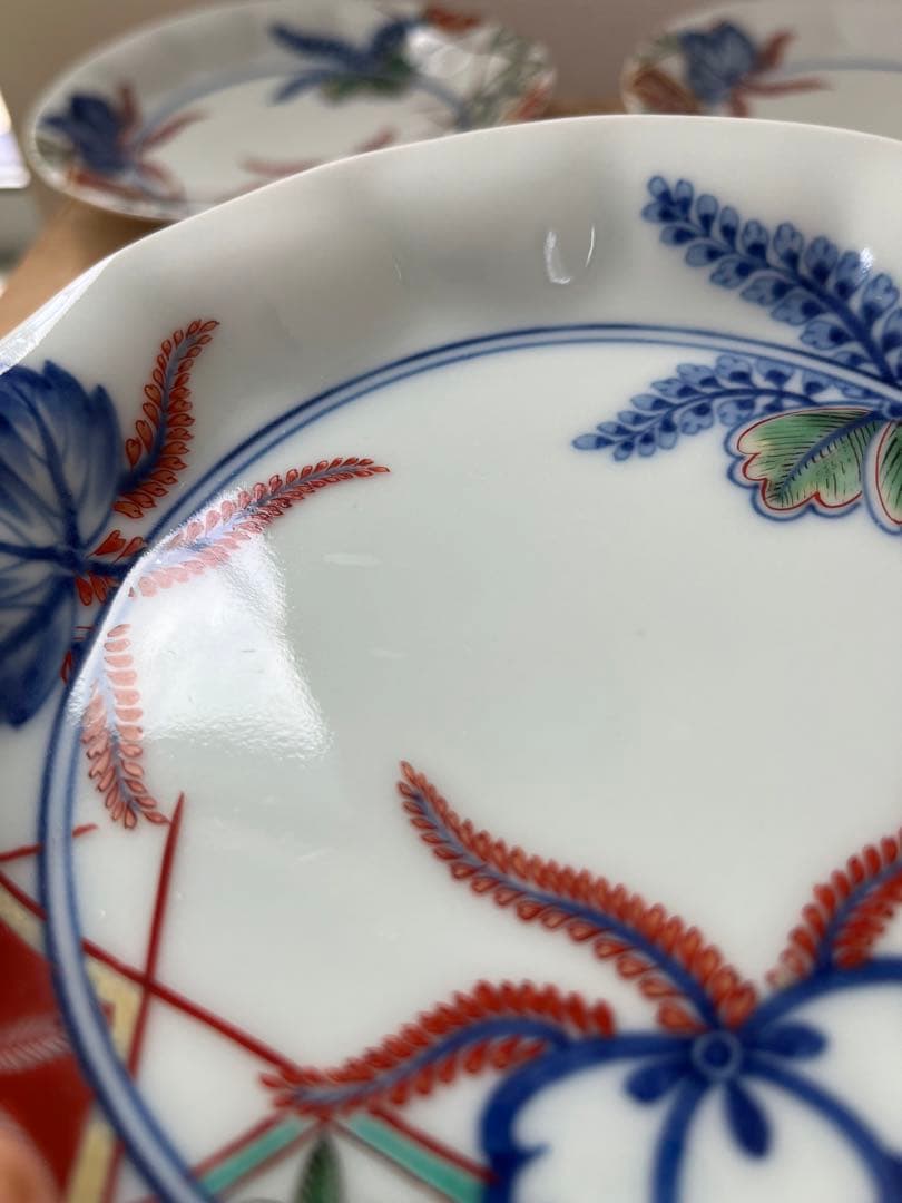 人間国宝　十三代　今泉今右衛門　皿三枚　錦桐絵