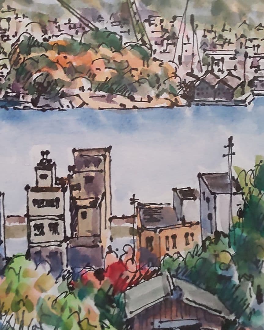 （原画）尾道風景【水彩画】絵画 インテリアにおすすめ