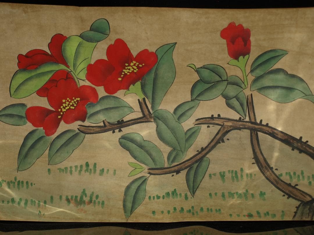 中国古美術 明時代の絵　仇英作　掛け軸　鳥図　骨董品 BD061A12-4