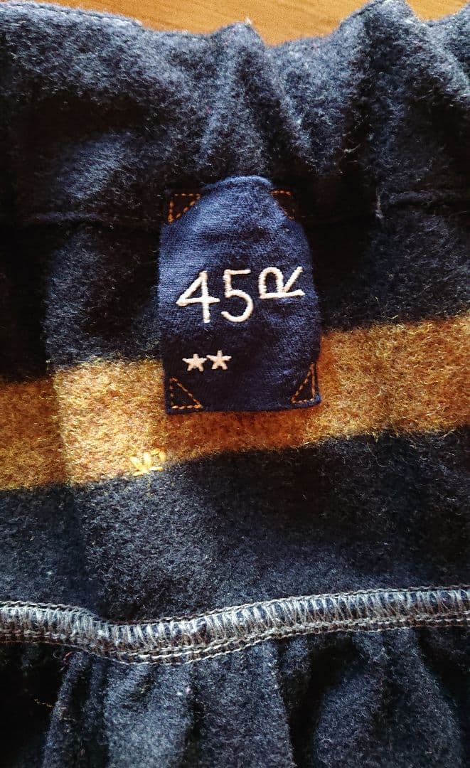 45R ☆フロート縮縦のセイルボーダーフレアースカート/ネイビー×ブラウン♪