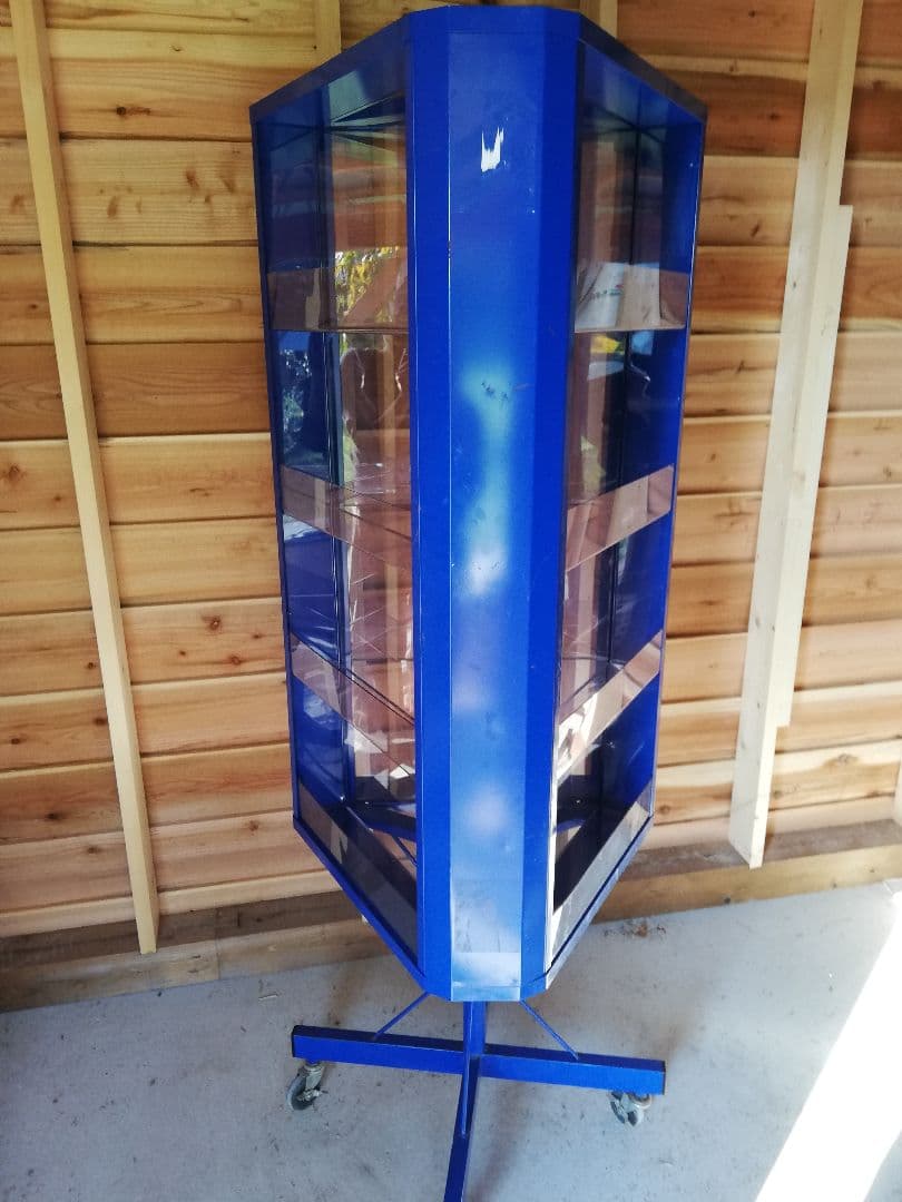 店舗什器　回転ディスプレイケース ブルー　アンティーク