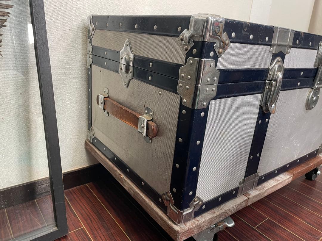 専用 ビンテージ アルミトランク トロリー センターテーブル インダストリアル