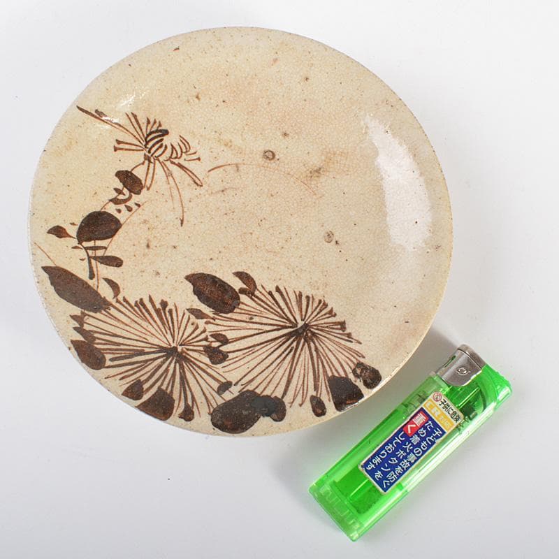 絵瀬戸　古瀬戸　菊文　小皿　豆皿　5客　時代箱　D　R6765