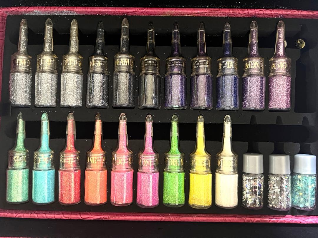 ボディージュエリー　グリッターセット ピンク クロコダイル風 メイクボックス入り