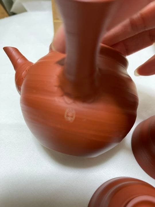 人間国宝　三代目山田常山作　常滑焼朱泥茶器セット　煎茶