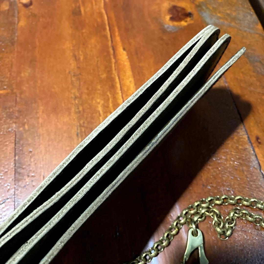 本革　財布　チェーン付き　手縫い　ヌメ革　レザークラフト ハンドメイド