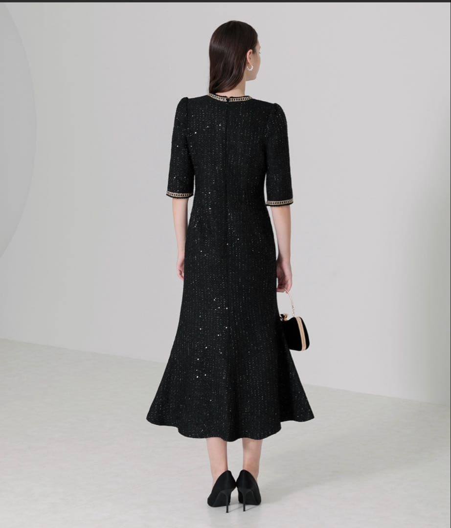 Leja ラメ混ツイード　マーメイドシルエットロング丈ドレスワンピースパーティー